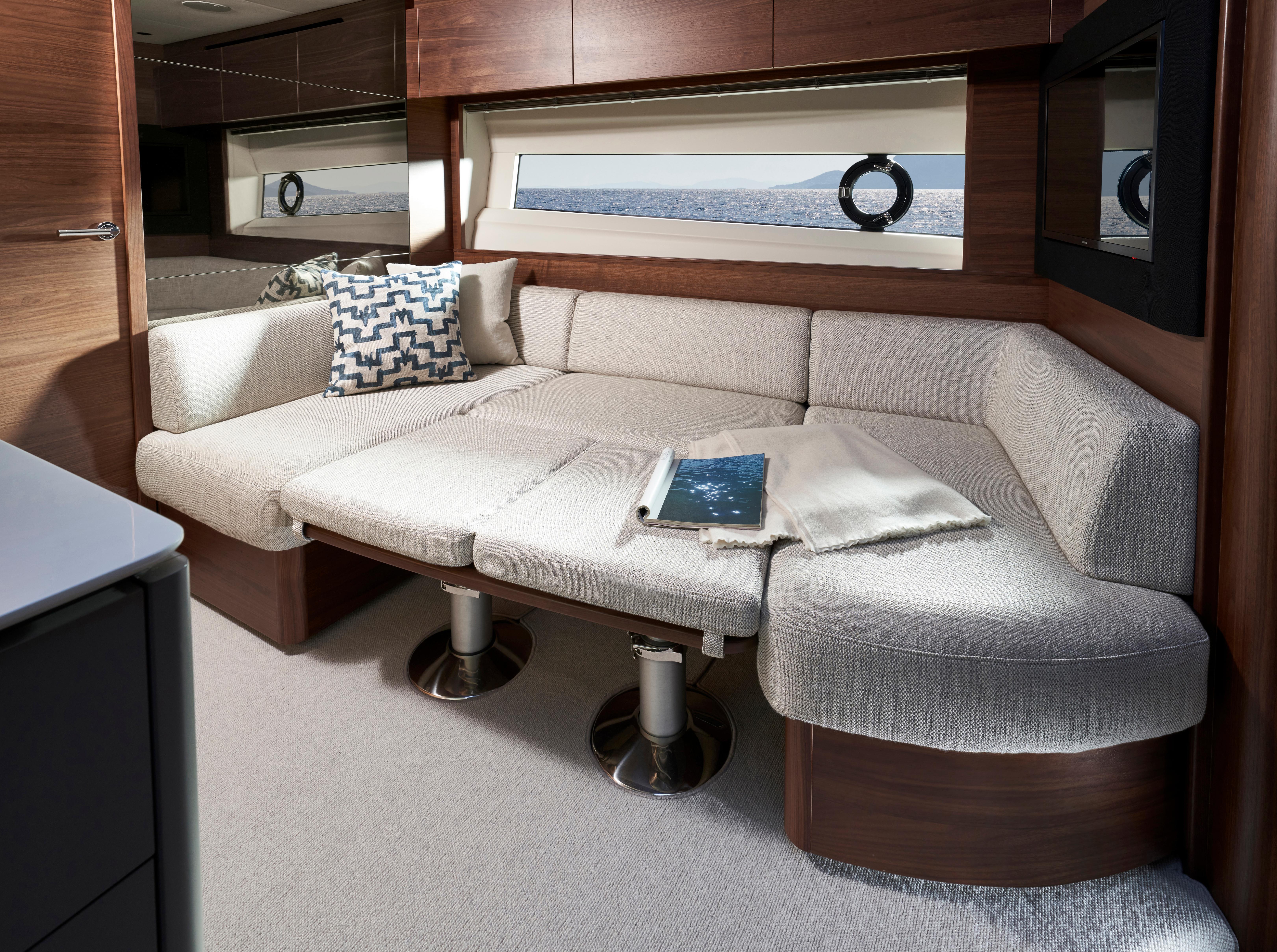V50 Interior Dining Area Optional Double Berth Conversion