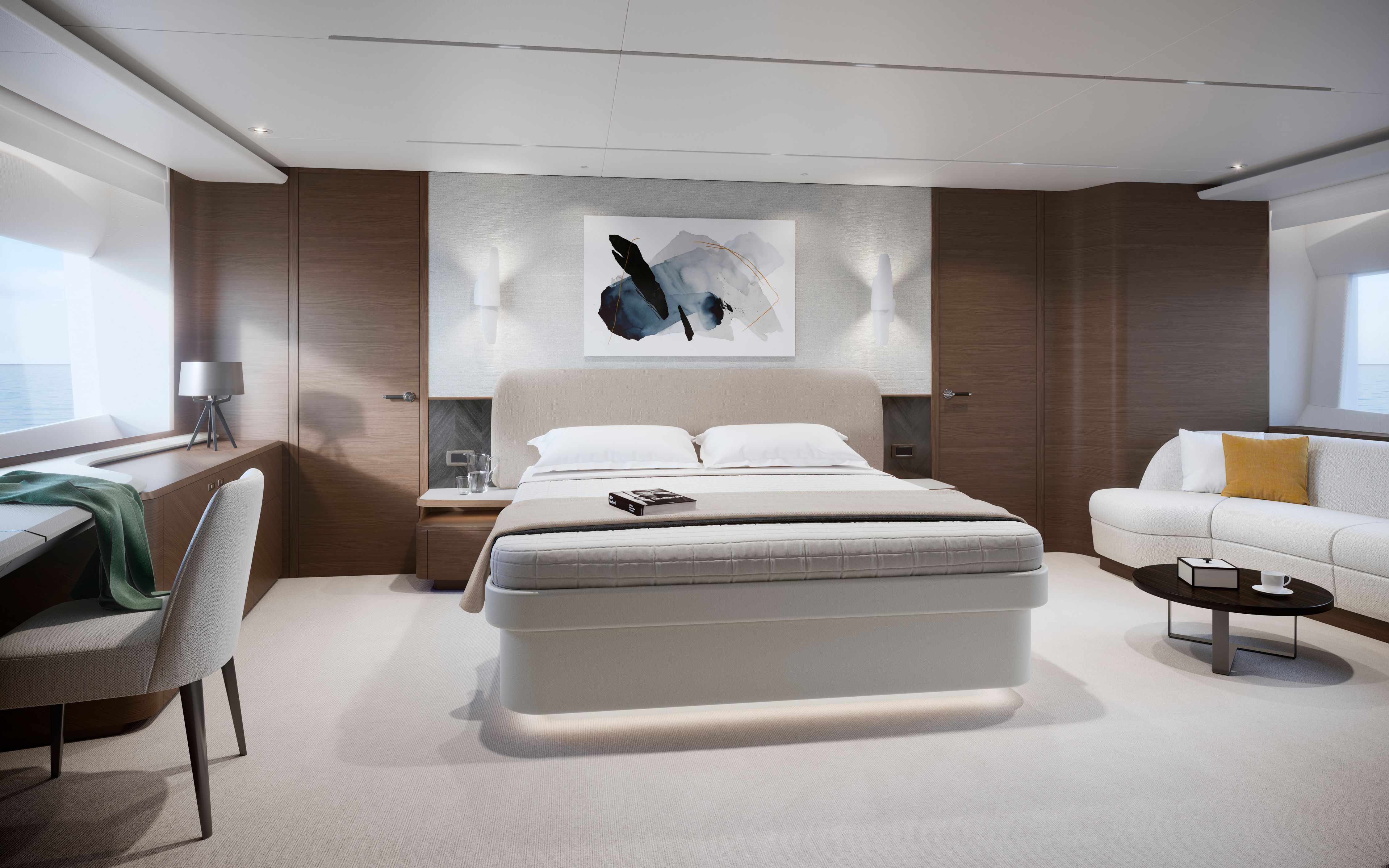 Y95 Interior Aft Stateroom Walnut Satin