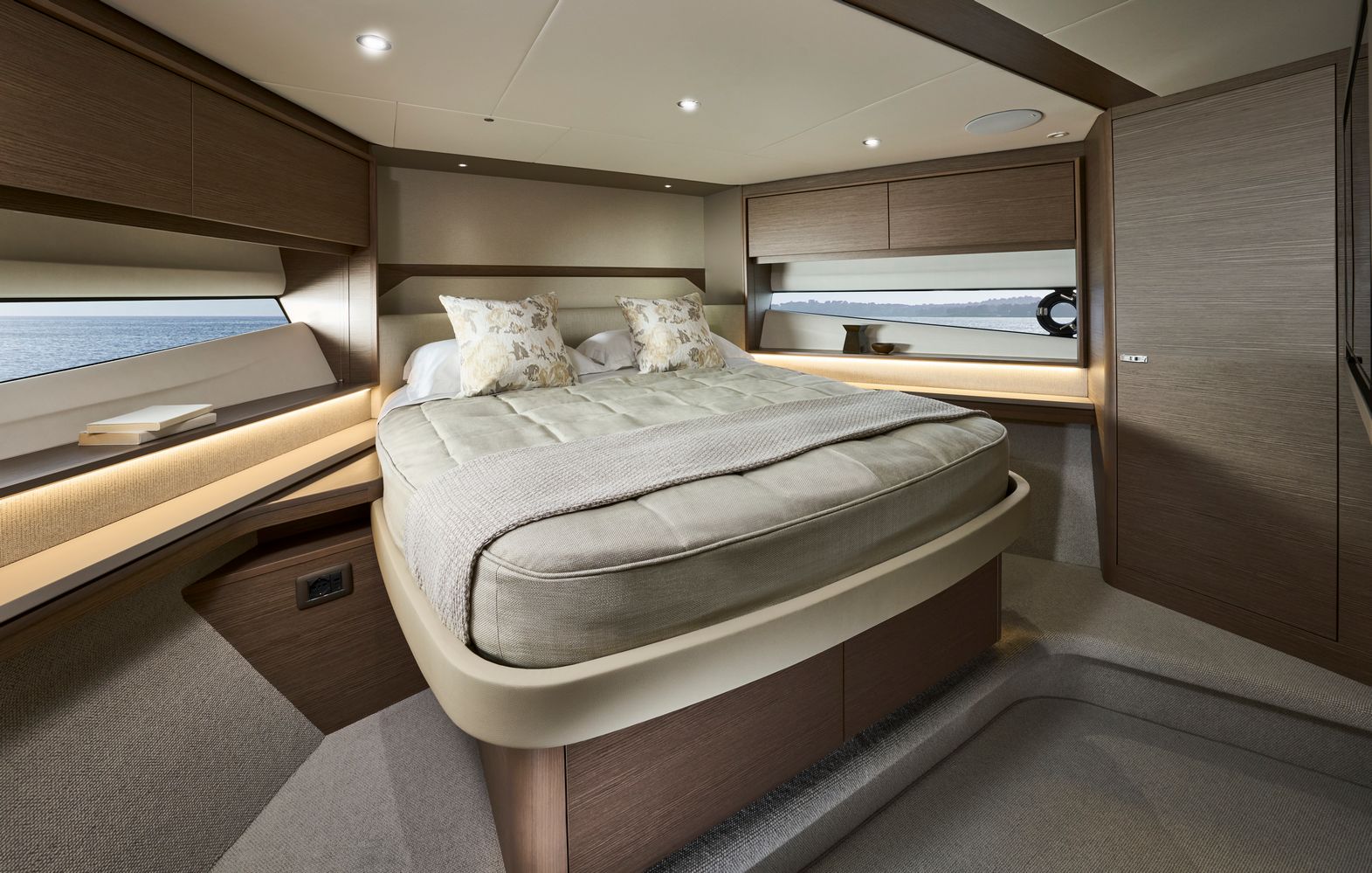 F58 Interior Forward Cabin Silver Oak
