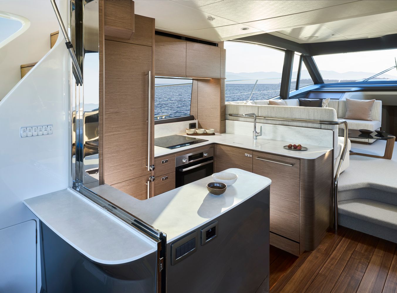 F58 Interior Galley Silver Oak