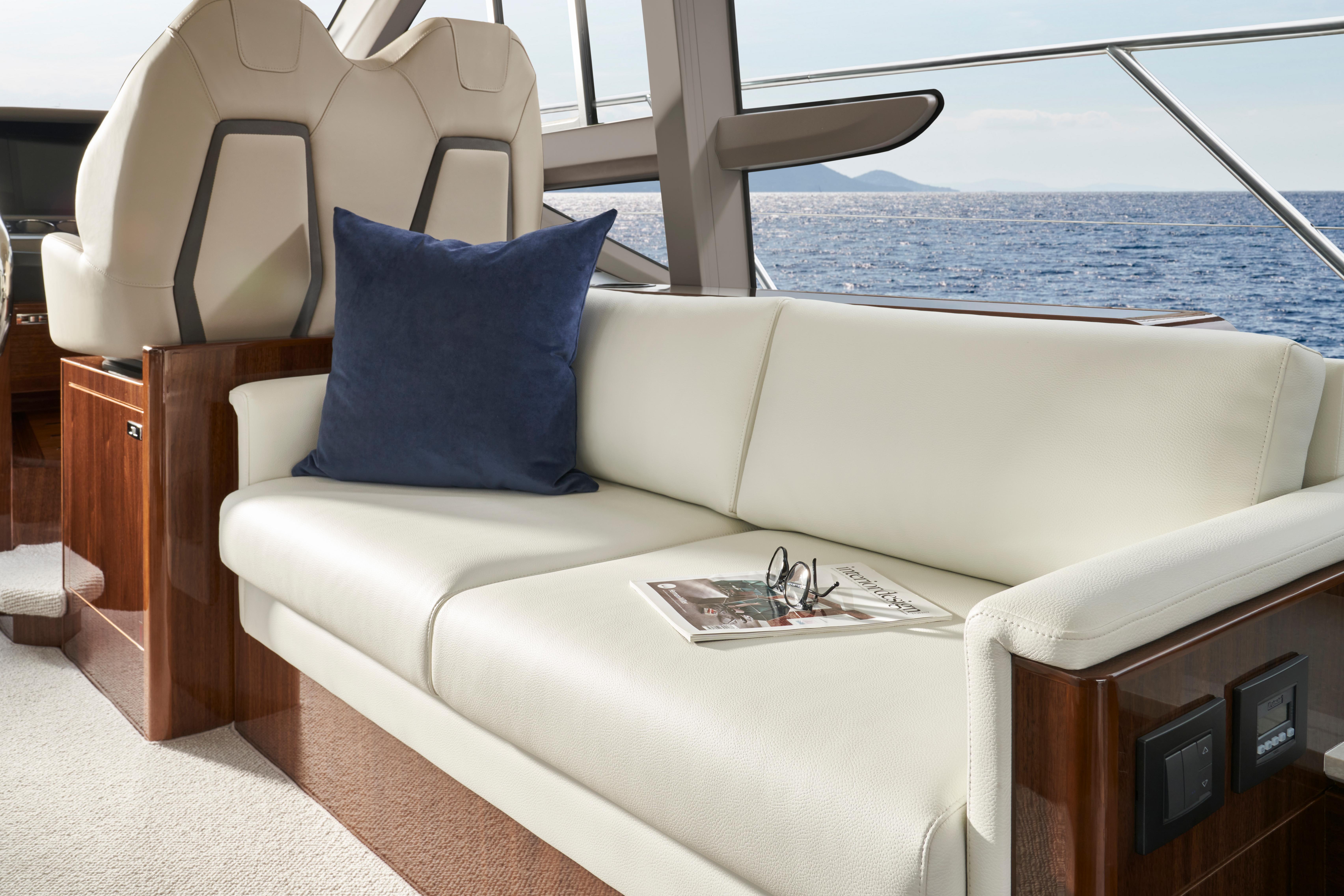 F50 Interior Saloon Seating Starboard Walnut Satin 2022