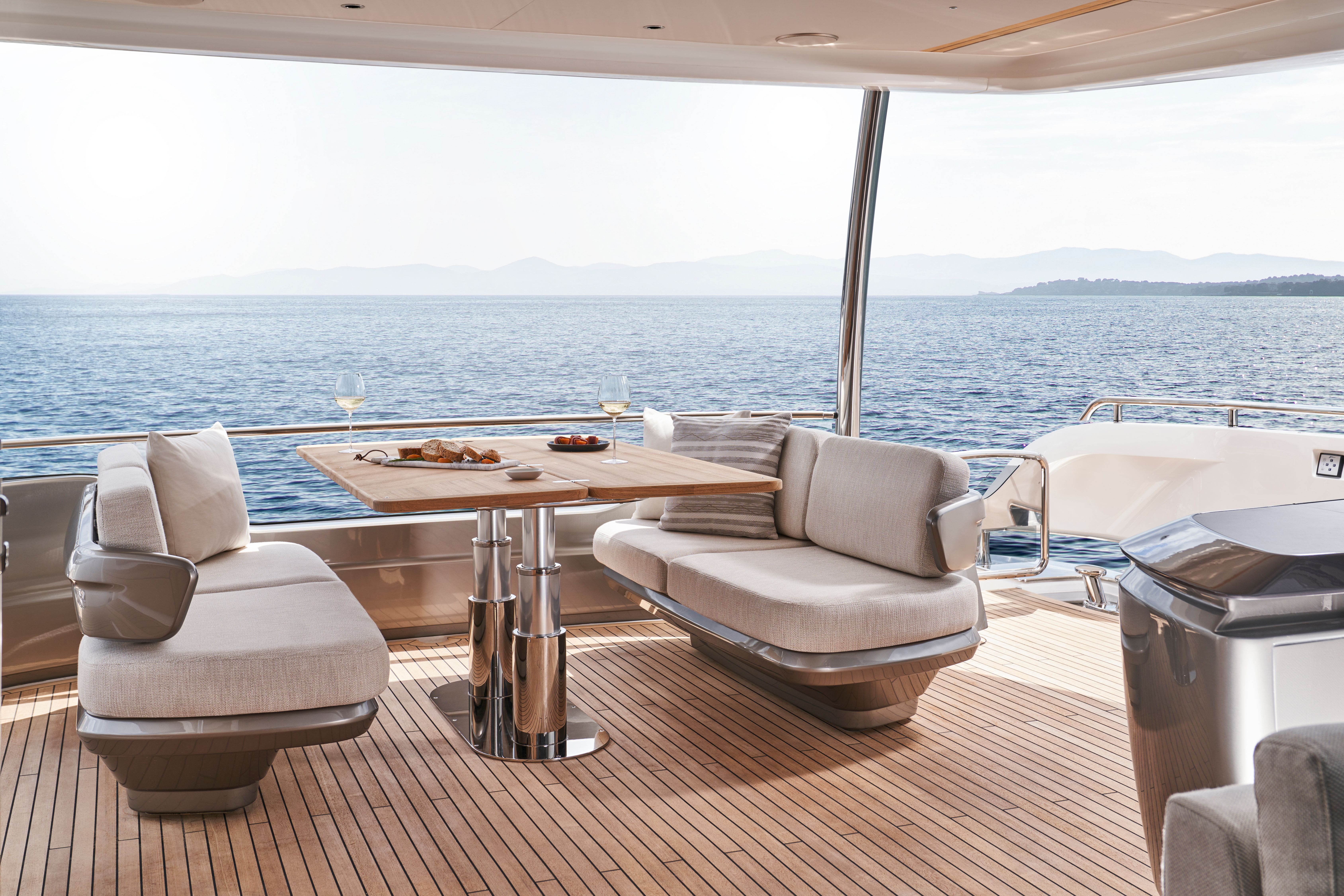 Y85 Exterior Cockpit Looking Aft Dining Table