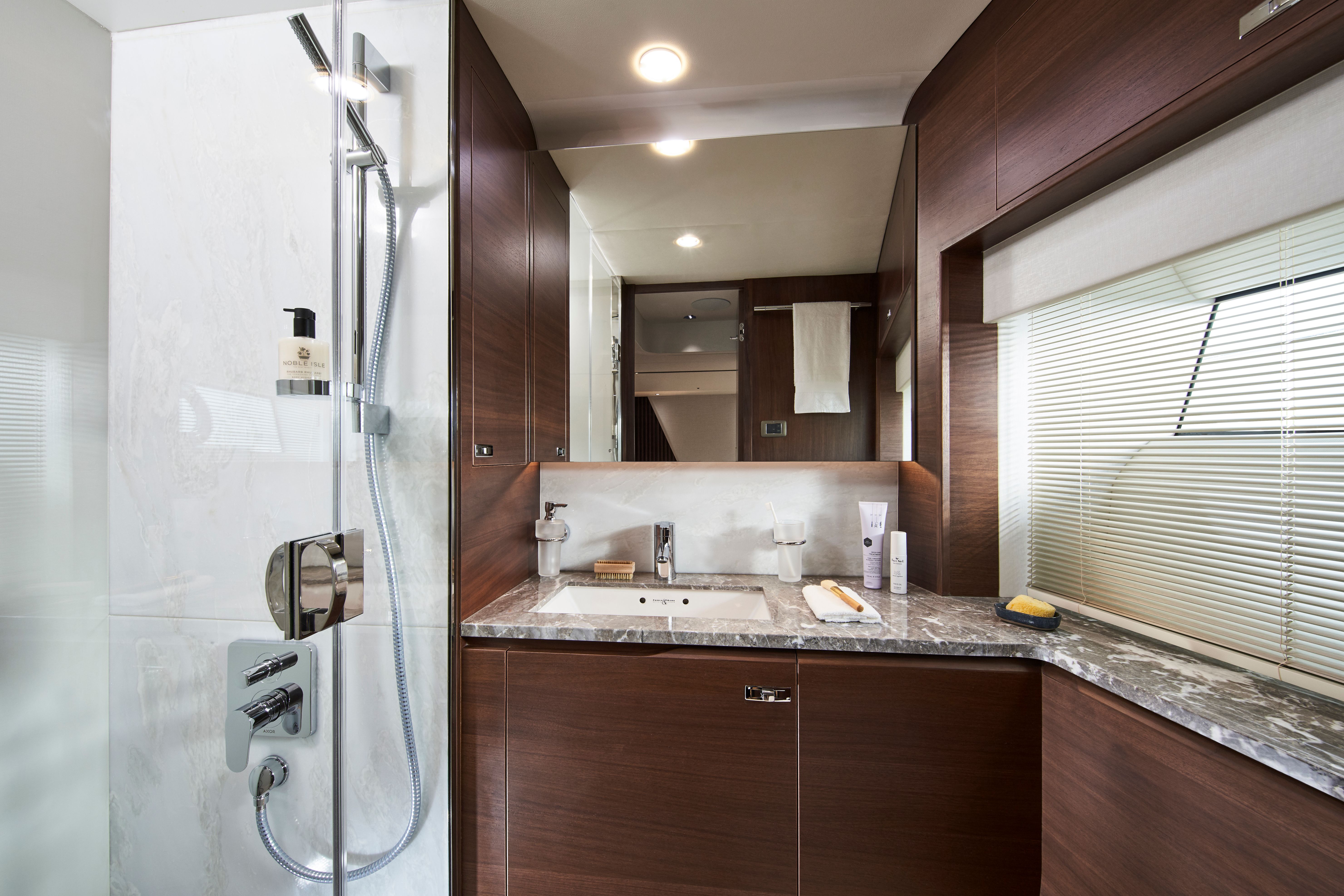 Y85 Interior Starboard Cabin Bathroom Walnut Satin
