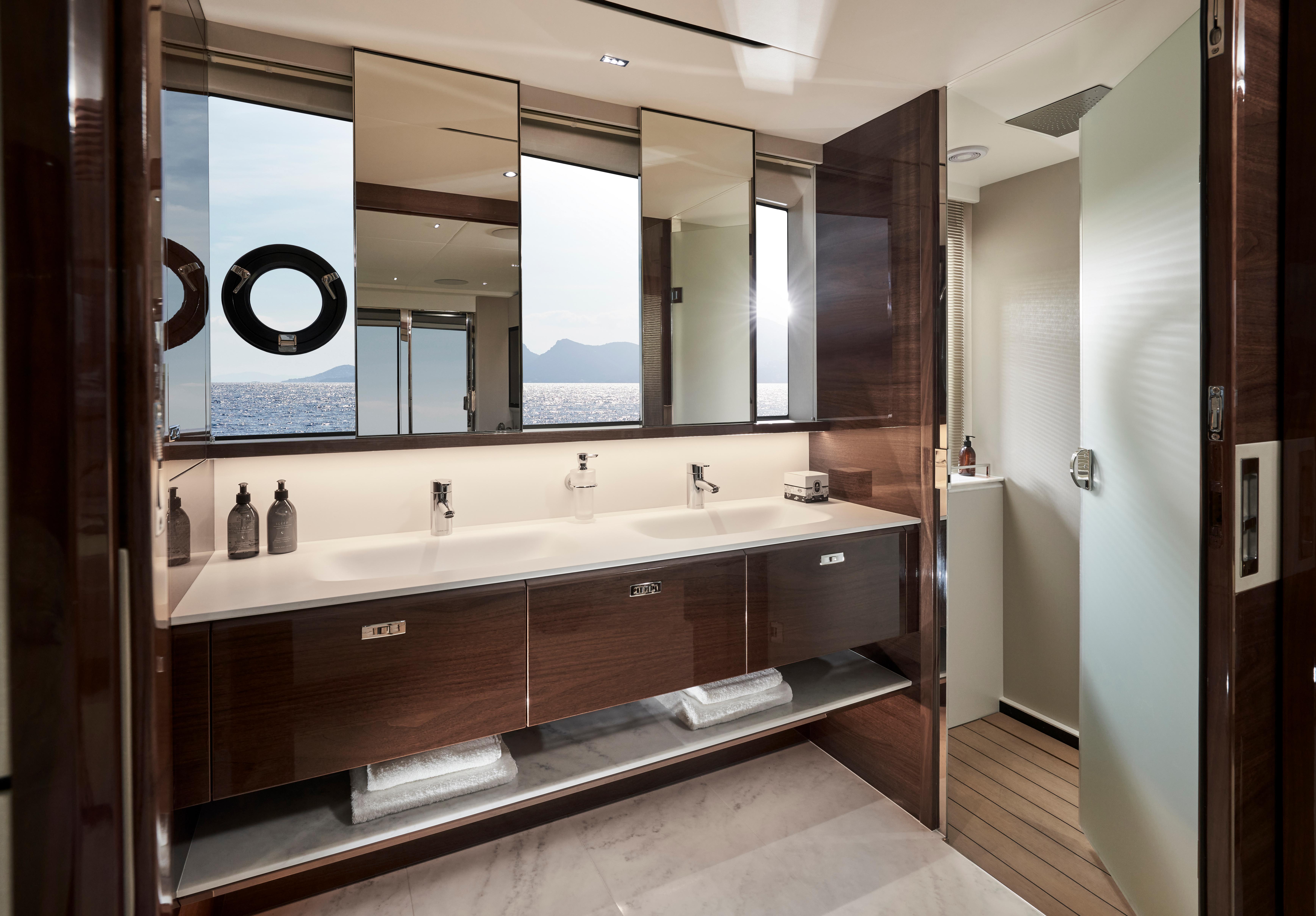 X80 Interior Main Deck Owners Stateroom Bathroom